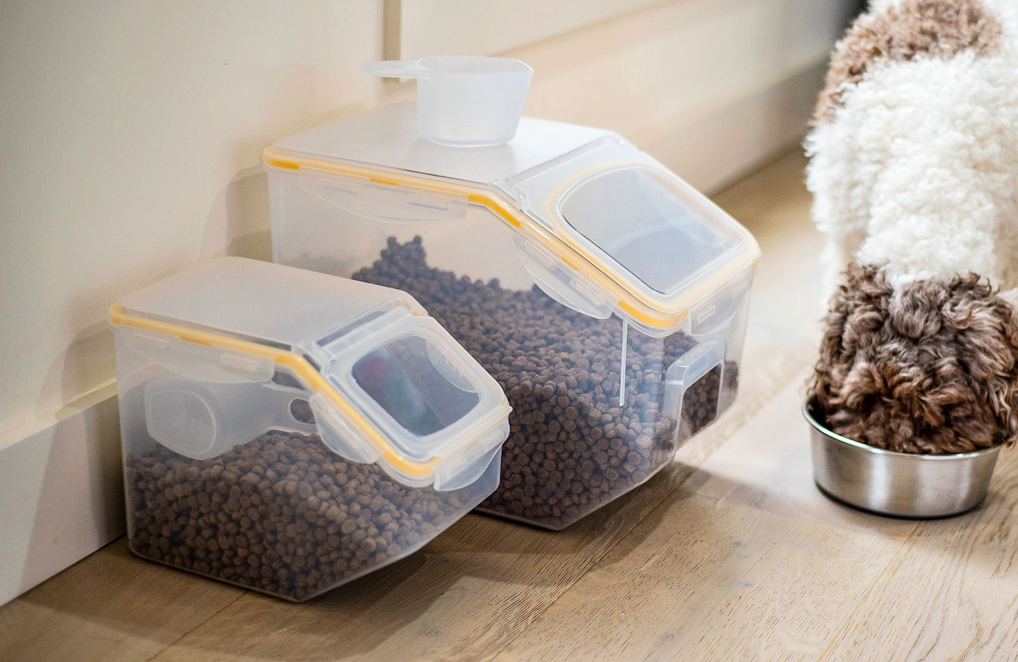 Locking pet food container best sale